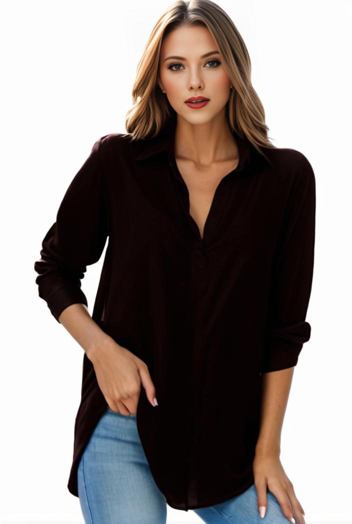 plus size formal shirt women s plus plain long sleeve turn down collar button up workwear shirt 139950