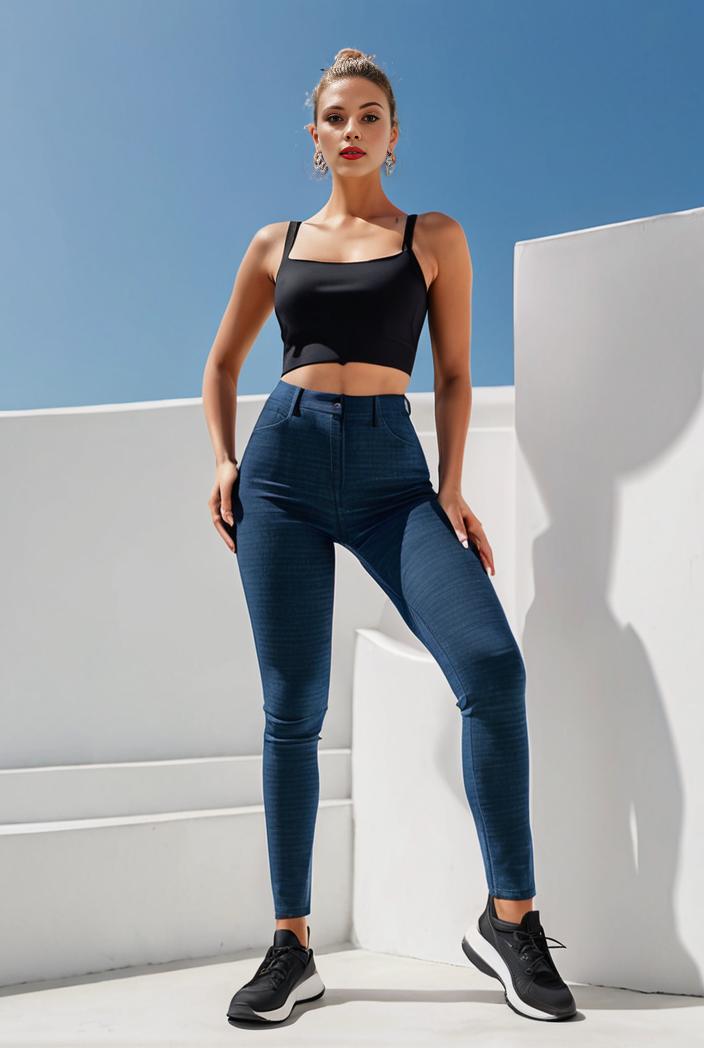 random print high waist stretchy casual leggings pants 111672