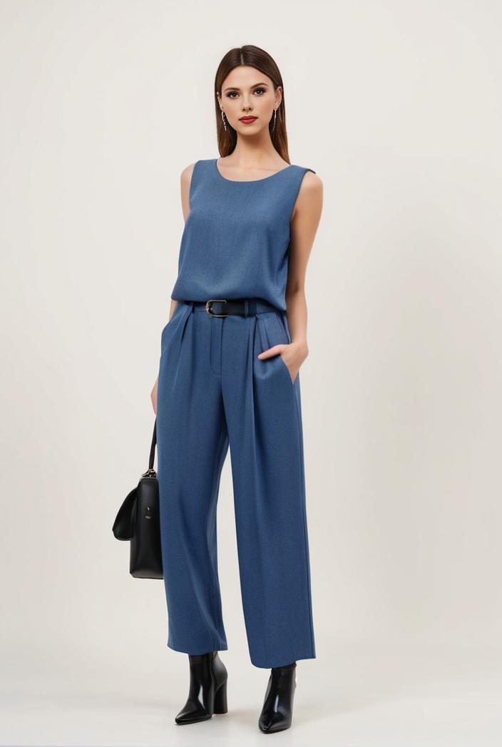 relaxed fit blue denim romper with slant pockets distressed denim coverall stylish women s denim outfit 111885