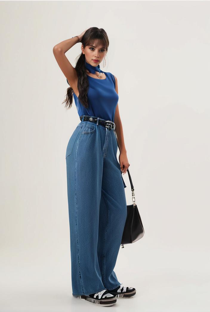 relaxed fit blue denim romper with slant pockets distressed denim coverall stylish women s denim outfit 111890