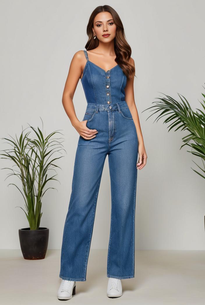 relaxed fit denim jumpsuit with slant pockets non elastic washed denim overalls women s denim apparel 111926