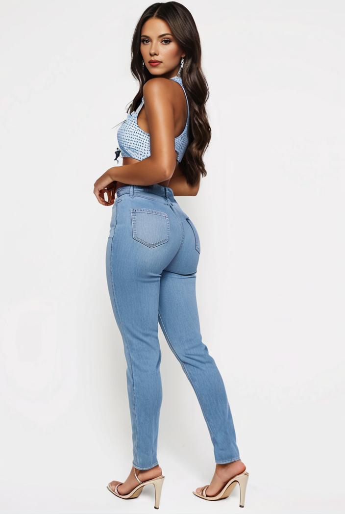 blue high stretch skinny versatile denim jeans 149370