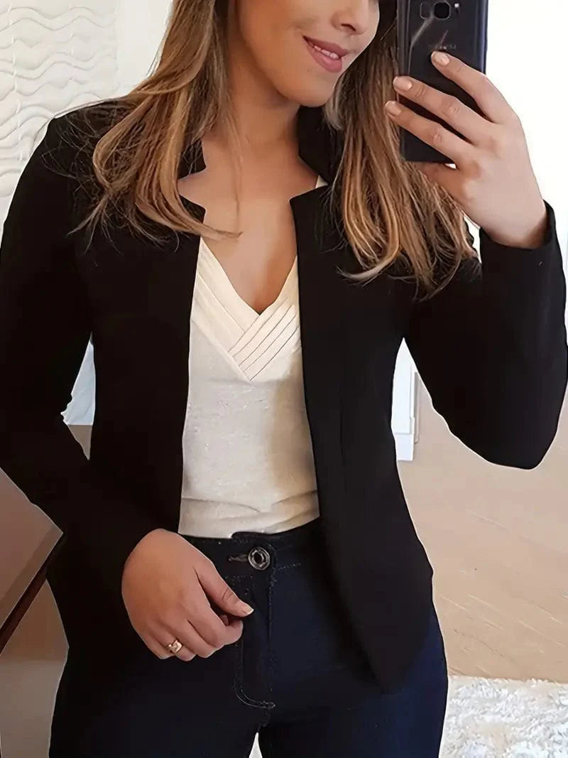 Sophisticated Split Front Blazer with Long Sleeves