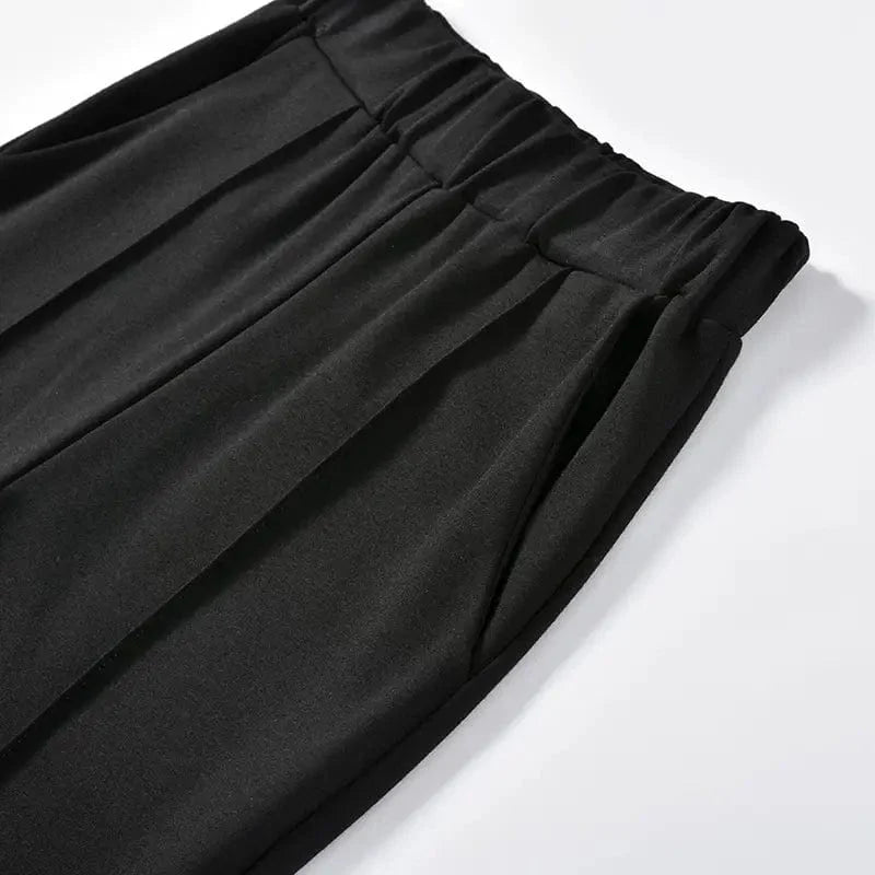 Straight Leg High Waist Trousers with Draped Pockets