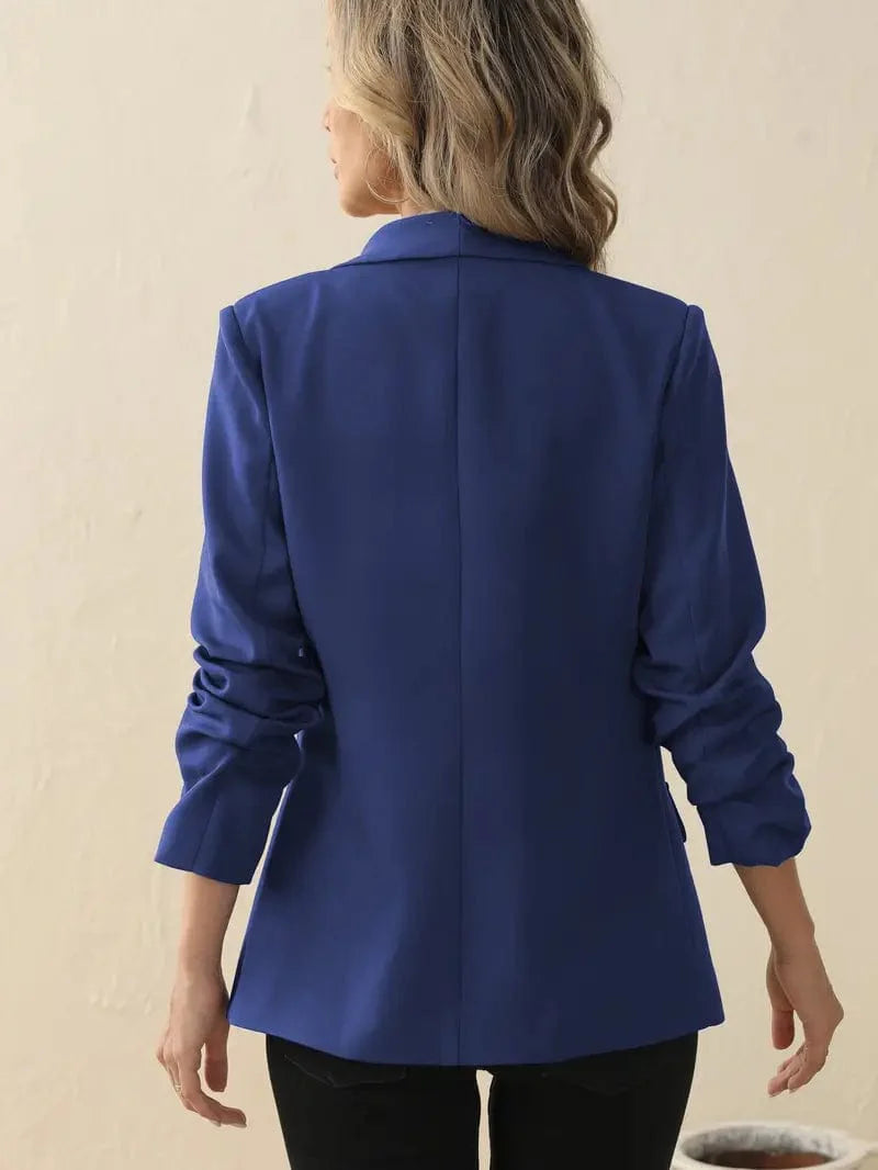 Sophisticated Long Sleeve Lapel Blazer for Women's Office Attire