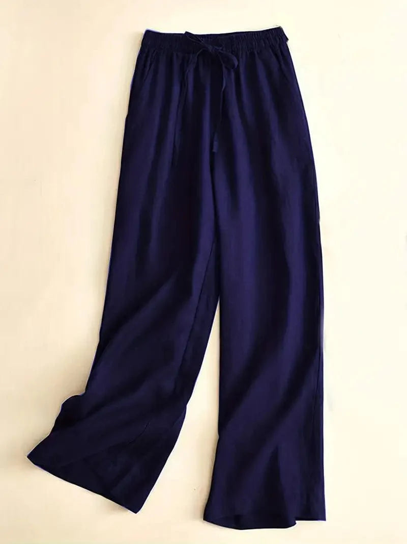 Wide Leg Drawstring Pants, Relaxed Fit Trousers Ideal for Spring & Summer, Women's Apparel