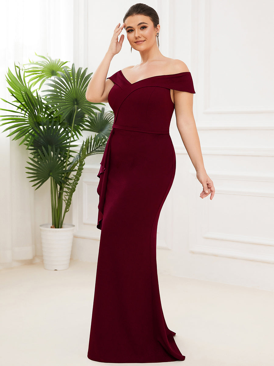 Elegant Strapless Evening Gown with Off-Shoulder Style and A-Line Floor Length Silhouette