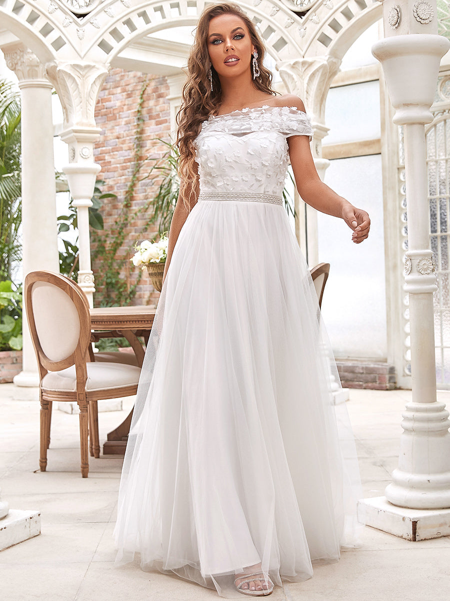 A-Line Strapless Wedding Dress with Off-Shoulder Design
