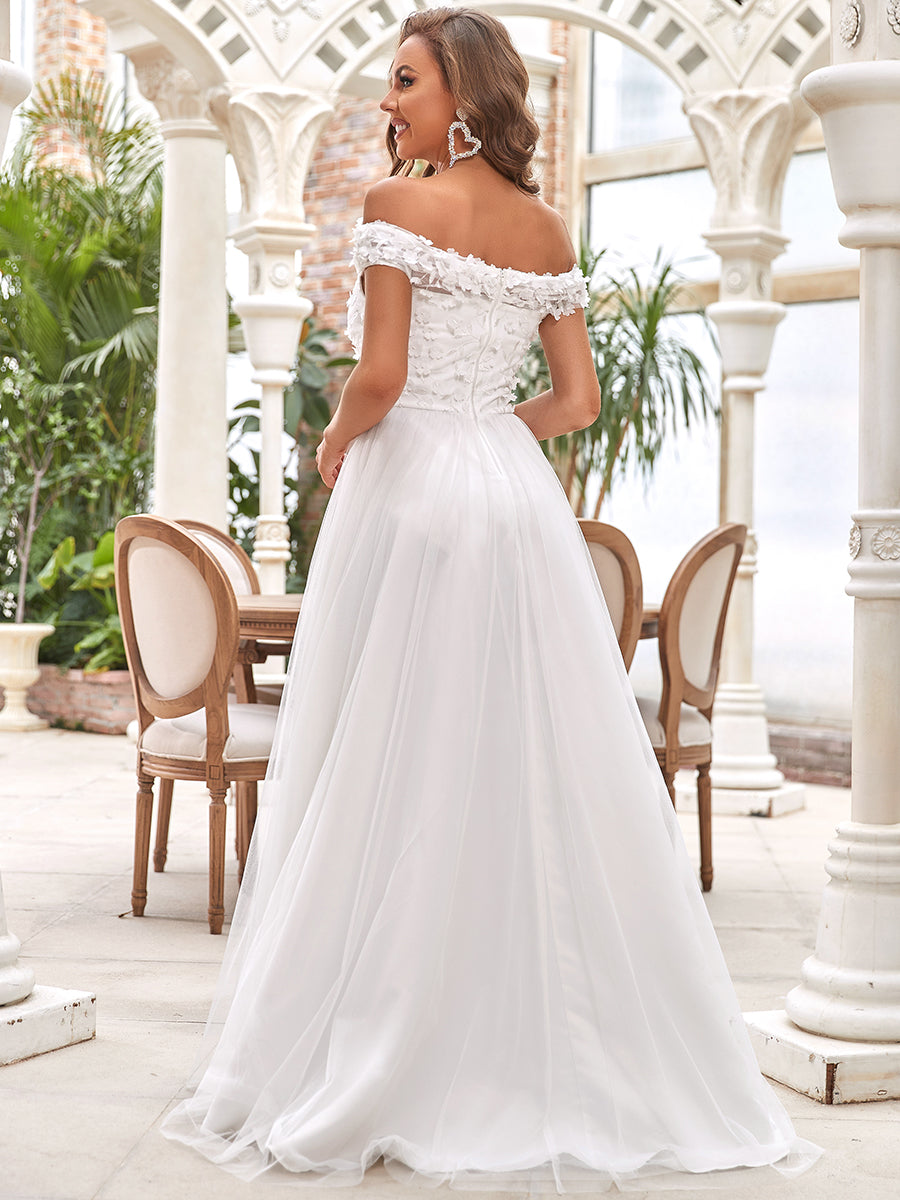 A-Line Strapless Wedding Dress with Off-Shoulder Design