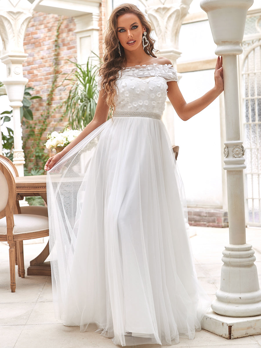 A-Line Strapless Wedding Dress with Off-Shoulder Design