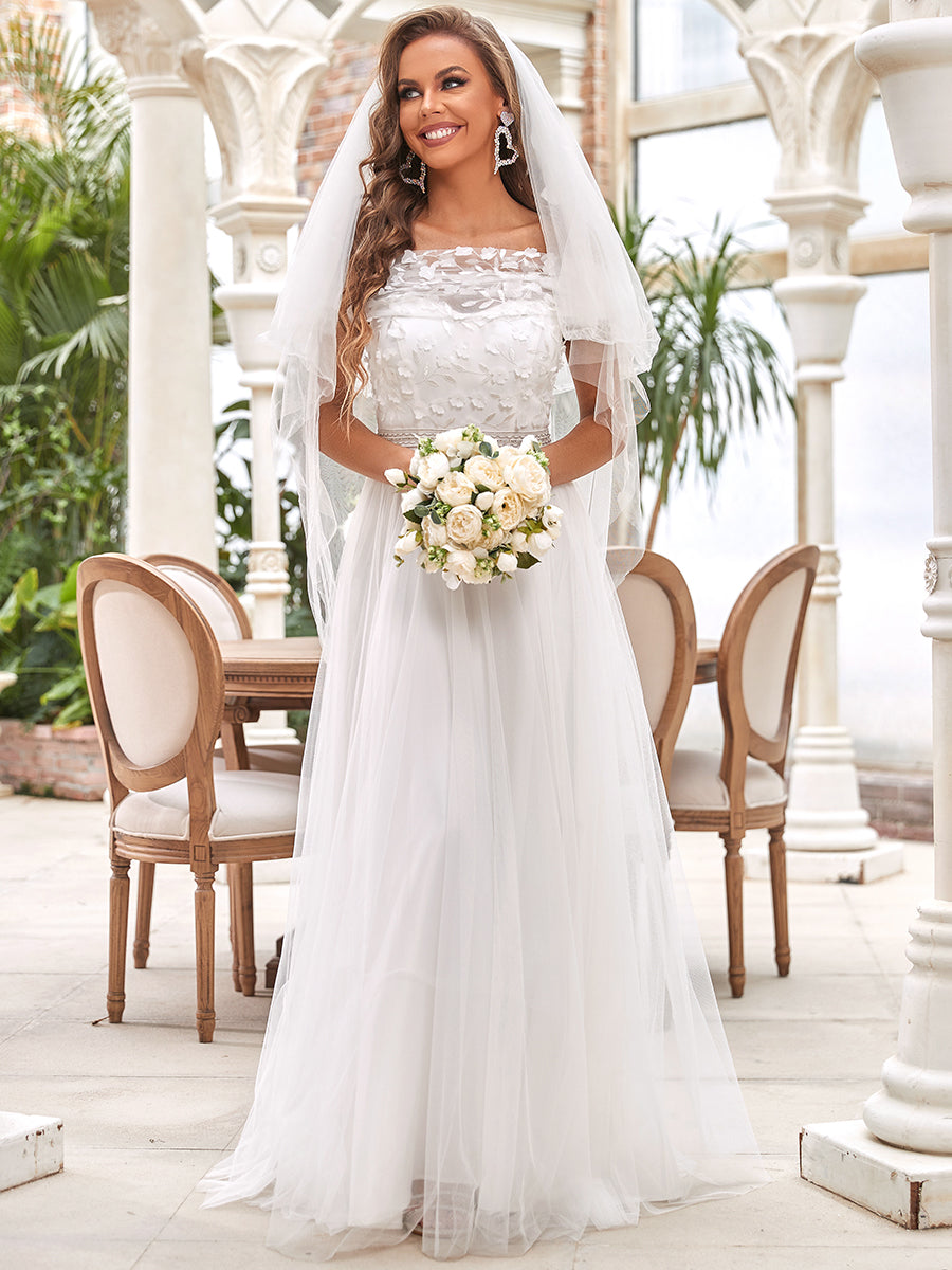 A-Line Strapless Wedding Dress with Off-Shoulder Design