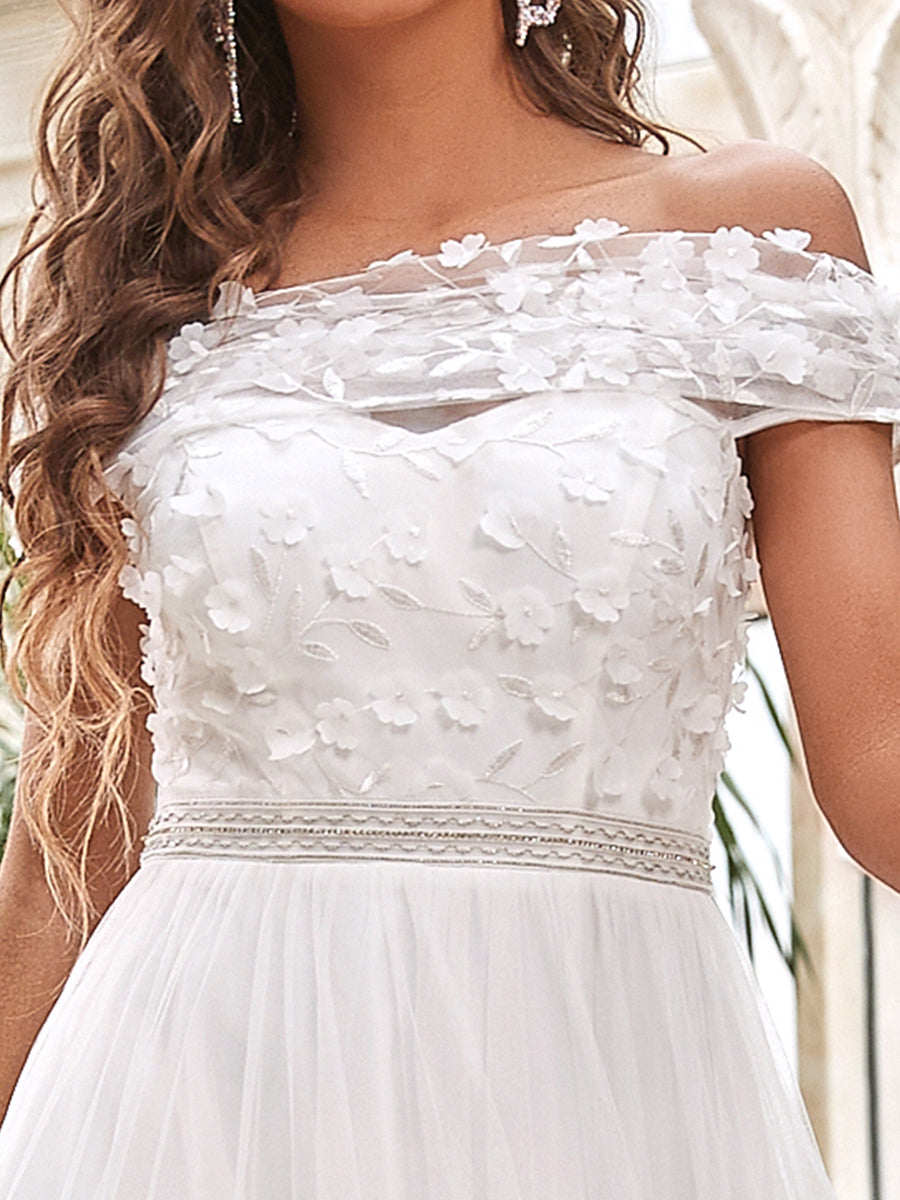 A-Line Strapless Wedding Dress with Off-Shoulder Design