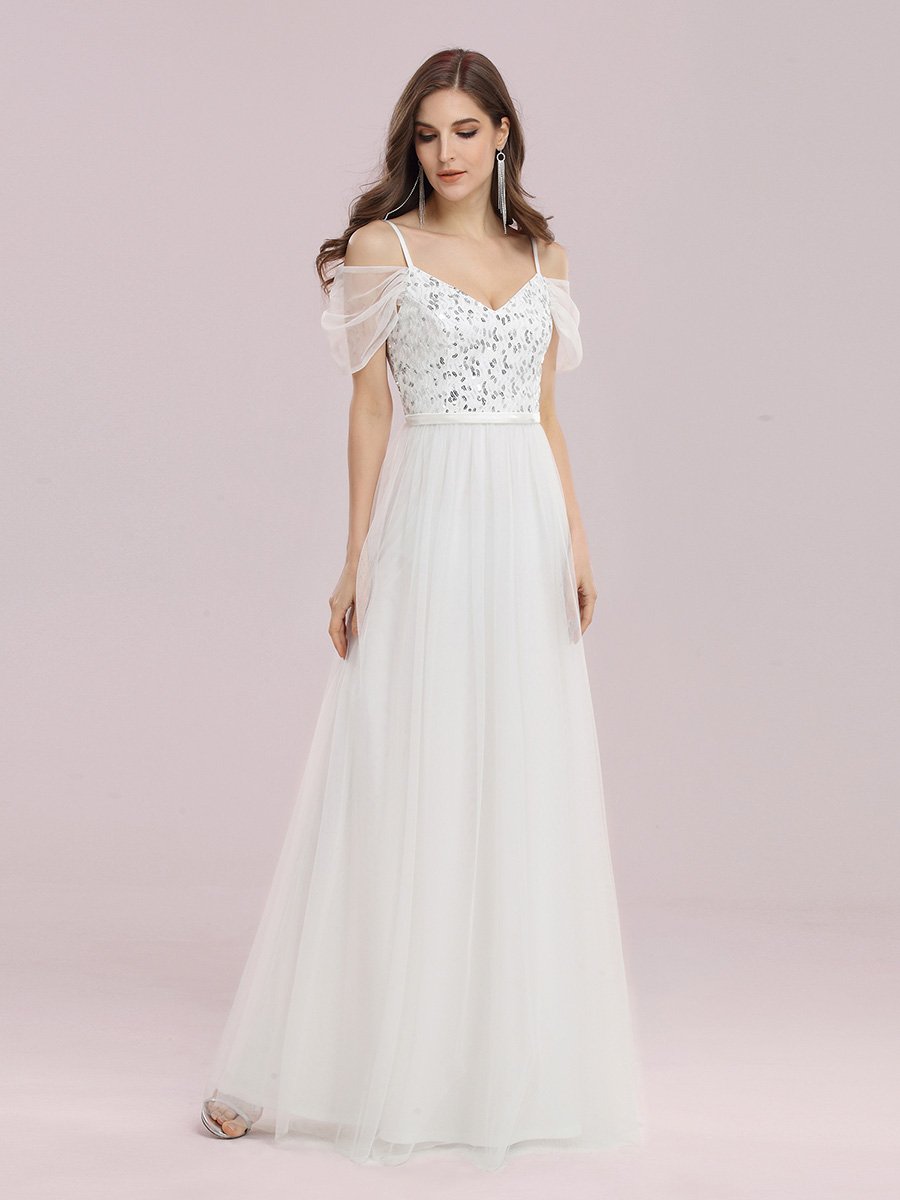 A-Line Tulle Bridesmaid Dress with Sweetheart Neckline and Ruffle Sleeves