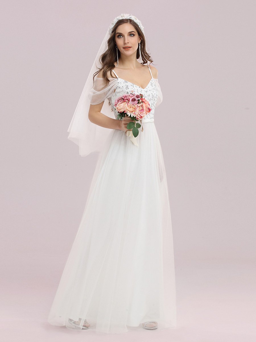 A-Line Tulle Bridesmaid Dress with Sweetheart Neckline and Ruffle Sleeves