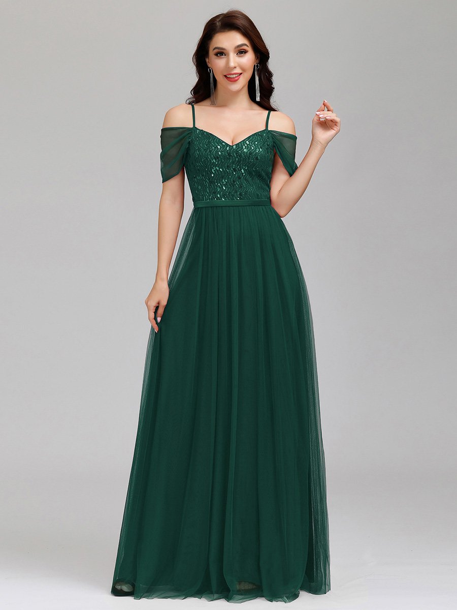 A-Line Tulle Bridesmaid Dress with Sweetheart Neckline and Ruffle Sleeves