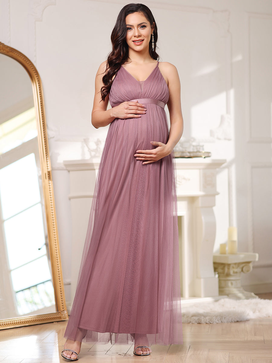 Elegant V-Neck A-Line Maternity Gown