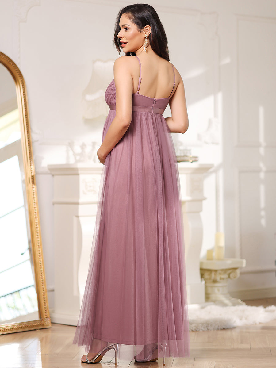 Elegant V-Neck A-Line Maternity Gown