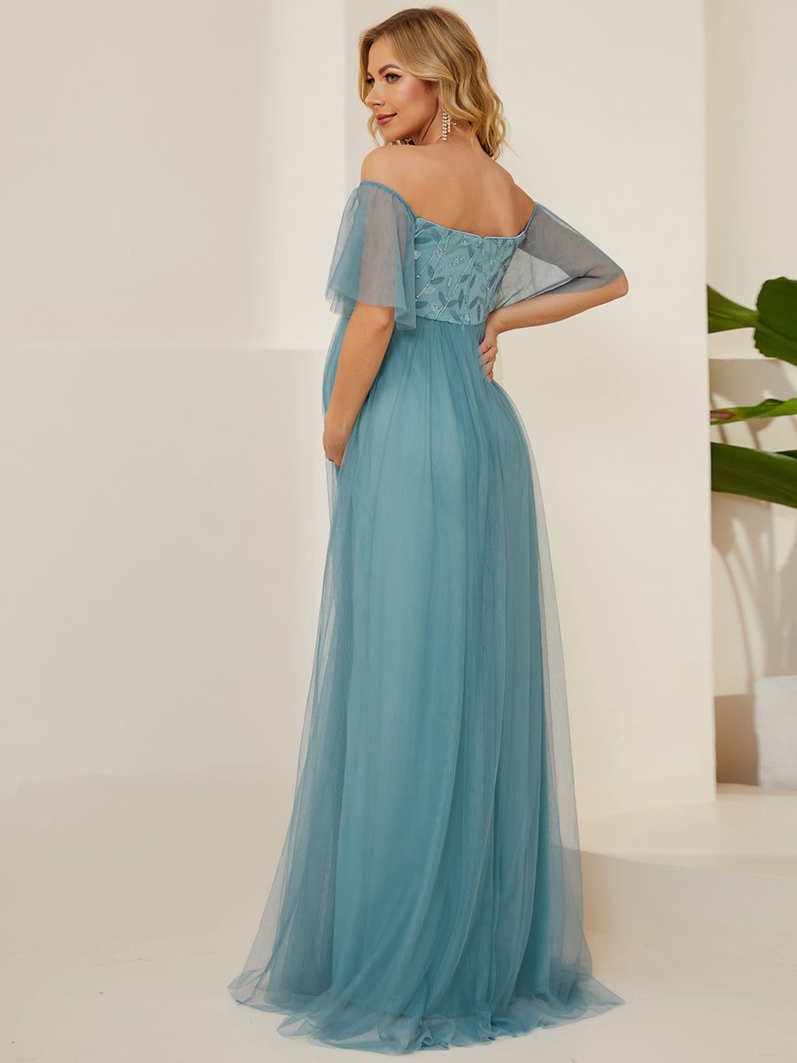 Off-the-Shoulder A-Line Maternity Gown