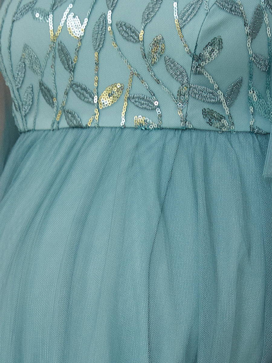 Off-the-Shoulder A-Line Maternity Gown