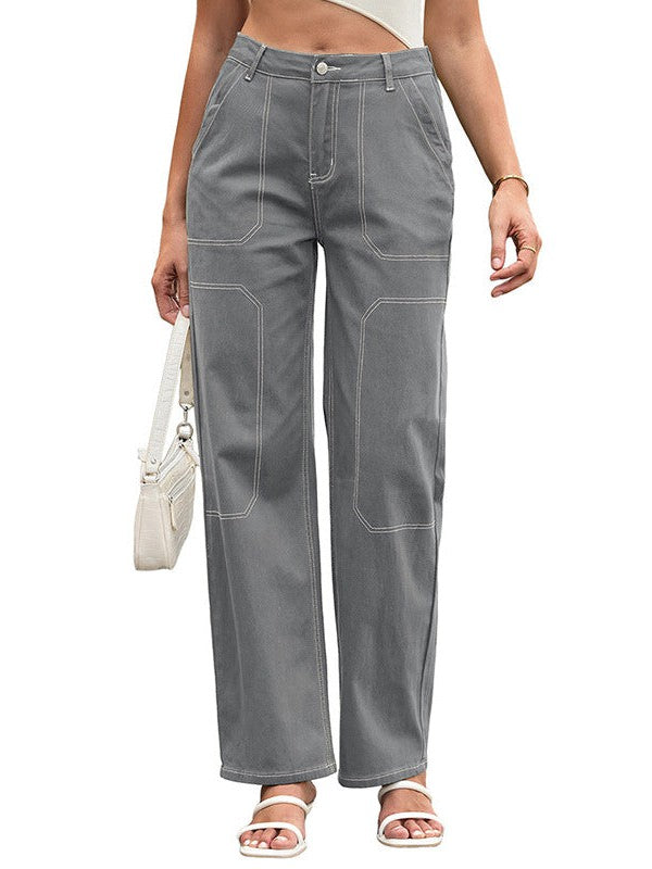 Versatile Loose Fit Women's Denim Trousers with Straight-Leg Style