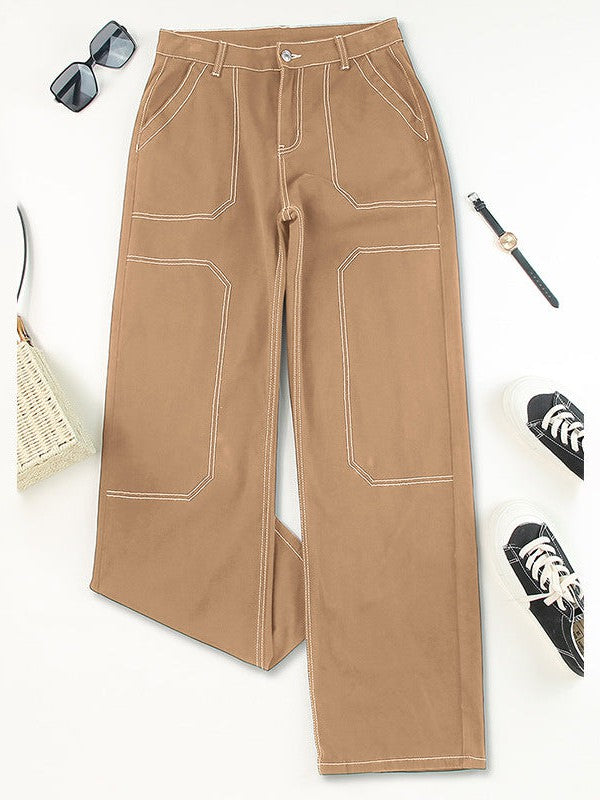Versatile Loose Fit Women's Denim Trousers with Straight-Leg Style