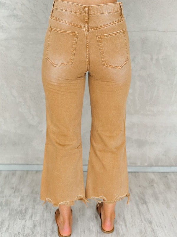 Stylish Ripped Cropped Jeans with High Waist for Fashionable Women