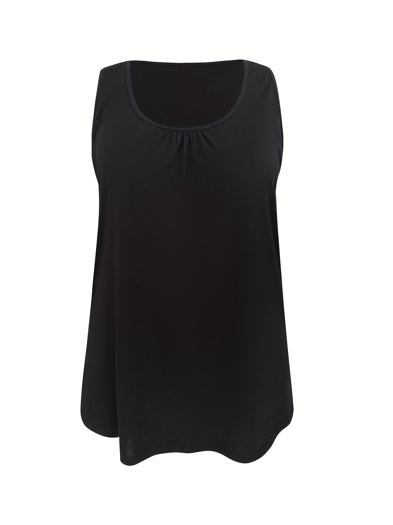 Ruched Round Neck Plus Size Tank Top with Medium Stretch