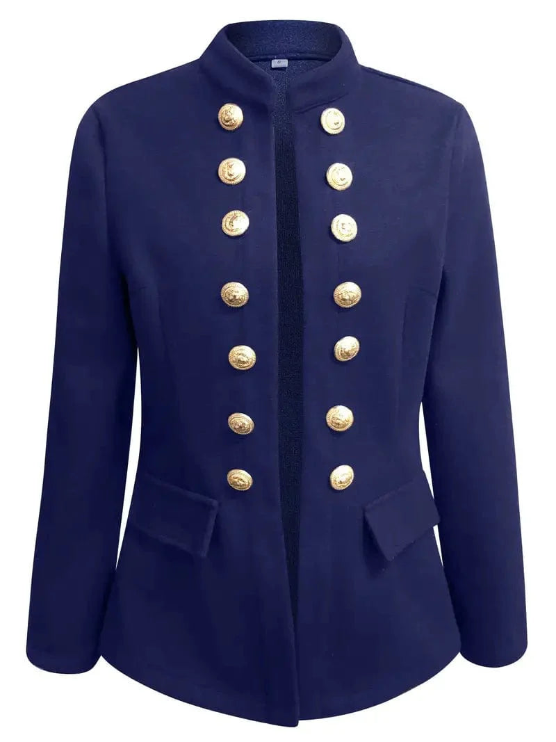 Solid Button-Up Women's Jacket, Stylish Outerwear with Long Sleeves, Casual Open Front Coat