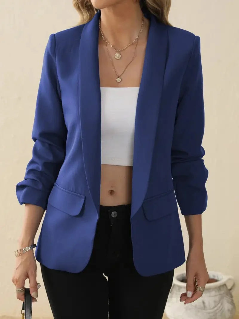 Sophisticated Long Sleeve Lapel Blazer for Women's Office Attire