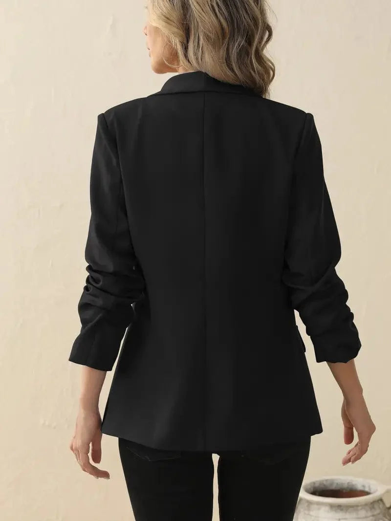 Sophisticated Long Sleeve Lapel Blazer for Women's Office Attire
