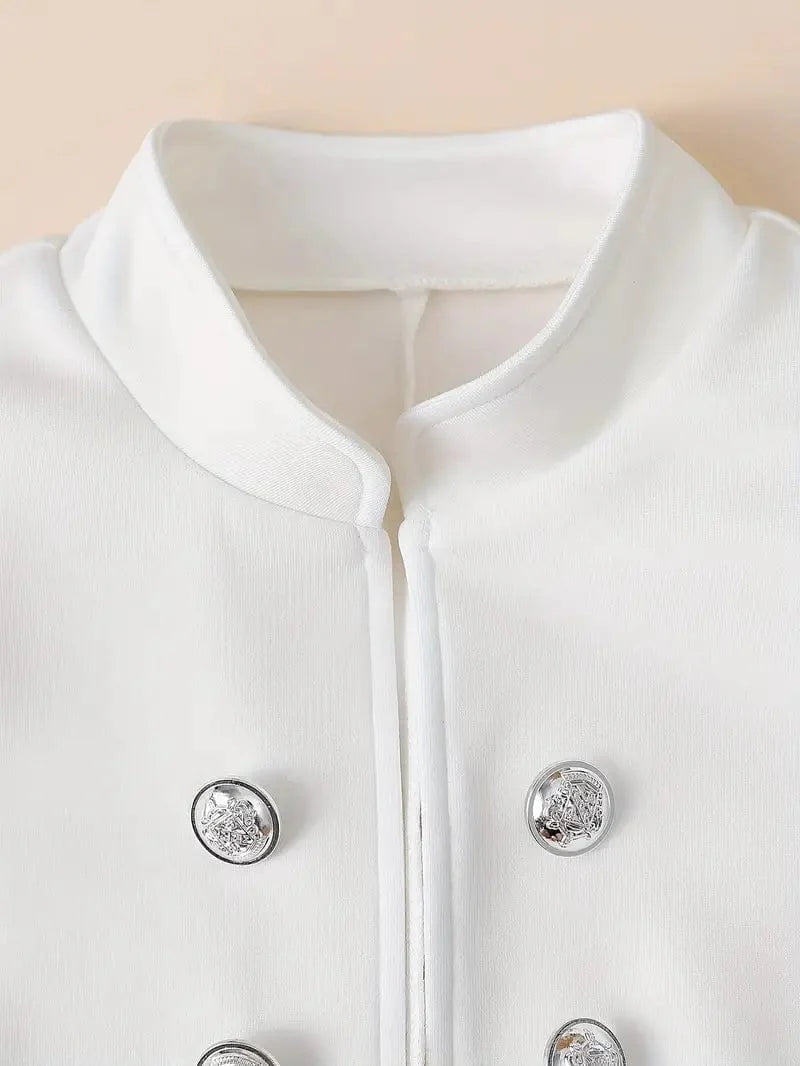 Solid Button Front Jacket - Stylish Open Front Long Sleeve Outerwear for Women