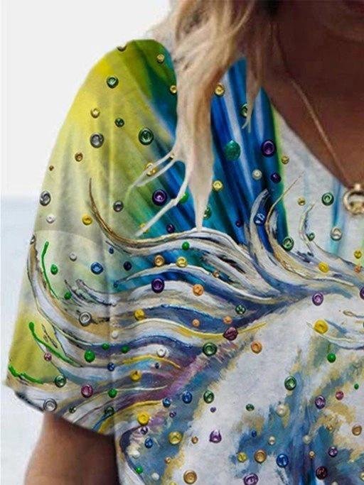 Animal Print V-Neck Short-sleeve Tee