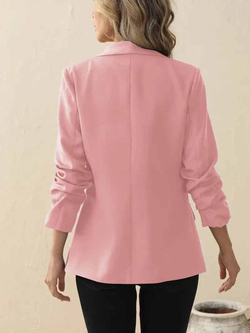 Sophisticated Long Sleeve Lapel Blazer for Women's Office Attire