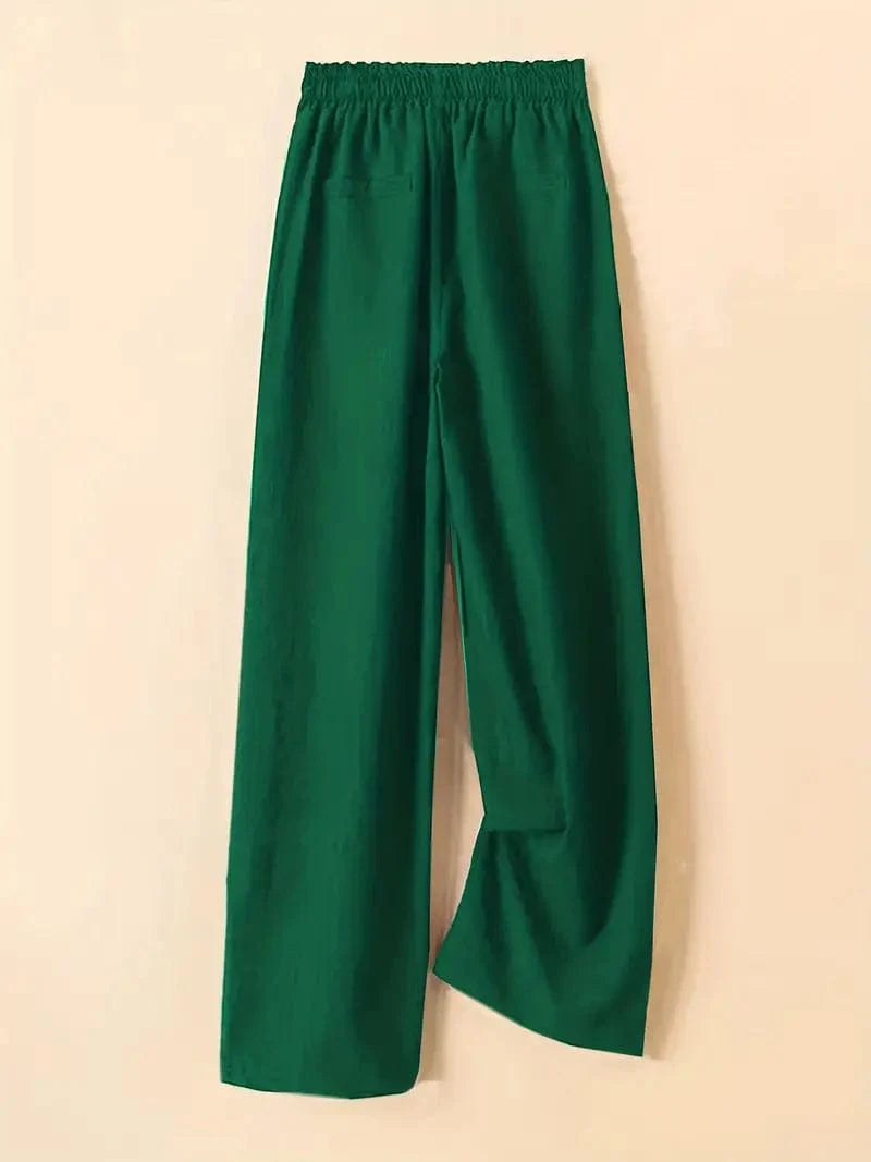 Wide Leg Drawstring Pants, Relaxed Fit Trousers Ideal for Spring & Summer, Women's Apparel