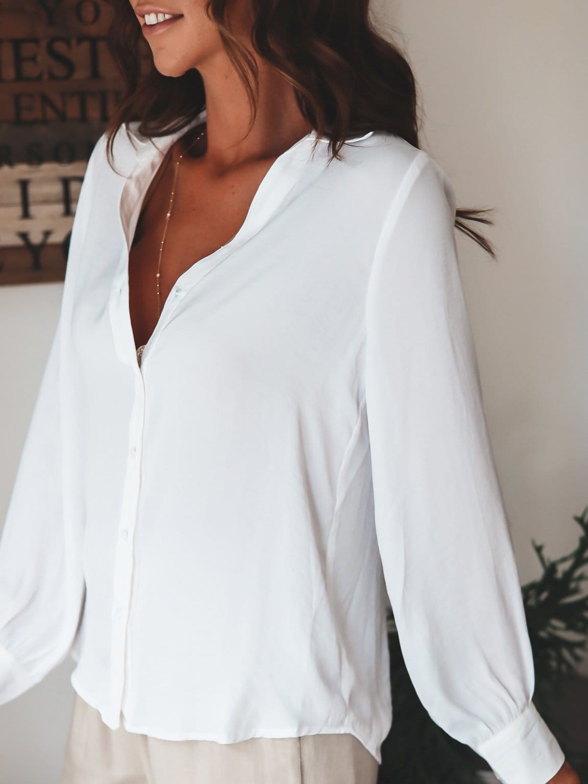Blouses Solid Button Long Sleeve Casual Blouse for Women