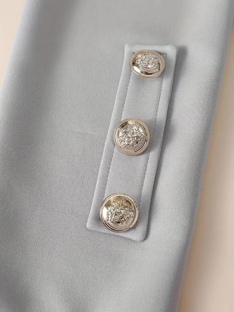 Button Front Solid Blazer, Sophisticated Long Sleeve Work Office Jacket, Women's Attire
