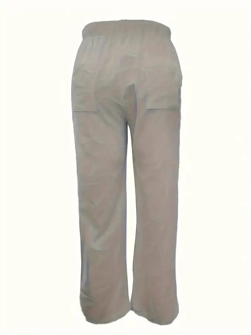 Versatile Solid Drawstring Pants with Pockets for Women