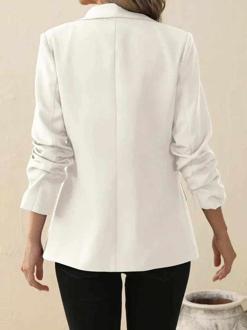 Sophisticated Long Sleeve Lapel Blazer for Women's Office Attire