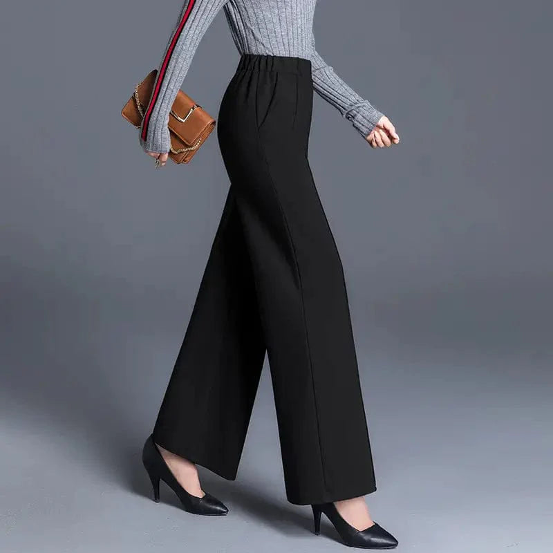 Straight Leg High Waist Trousers with Draped Pockets