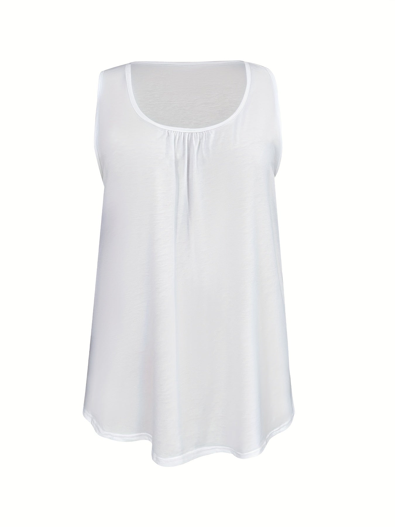Ruched Round Neck Plus Size Tank Top with Medium Stretch