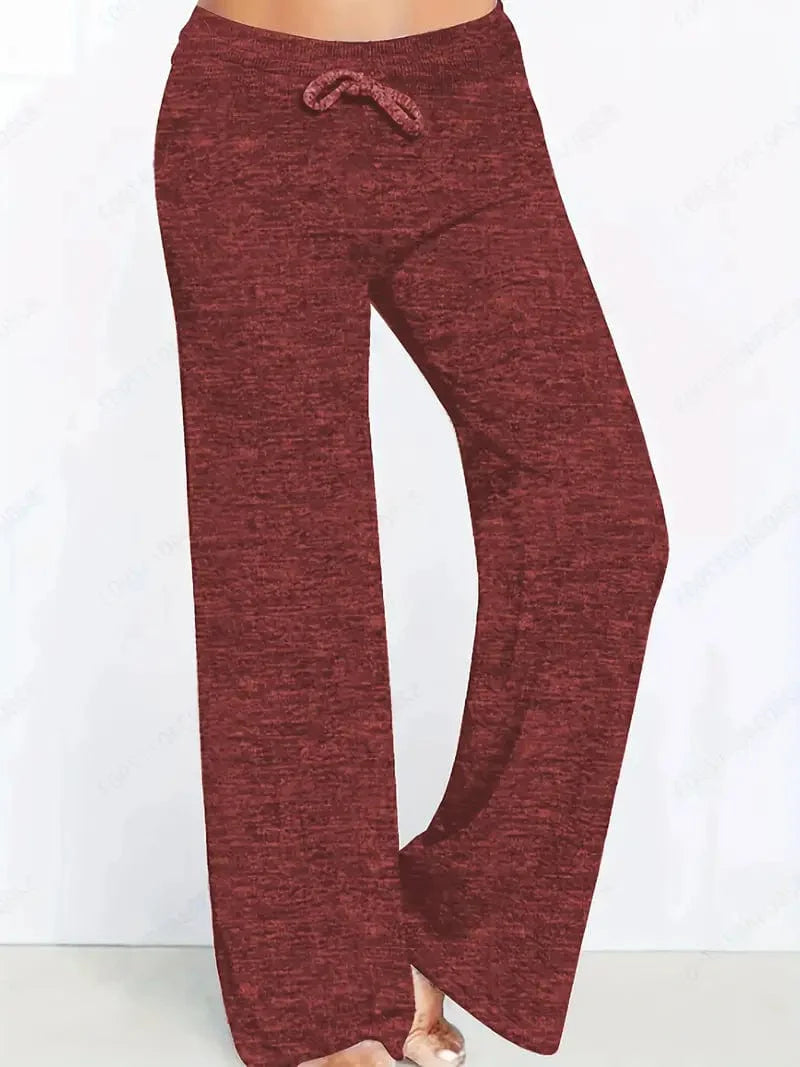 Relaxed Fit Drawstring Trousers, Loose Fit Pants Ideal for Spring & Autumn, Women's Apparel