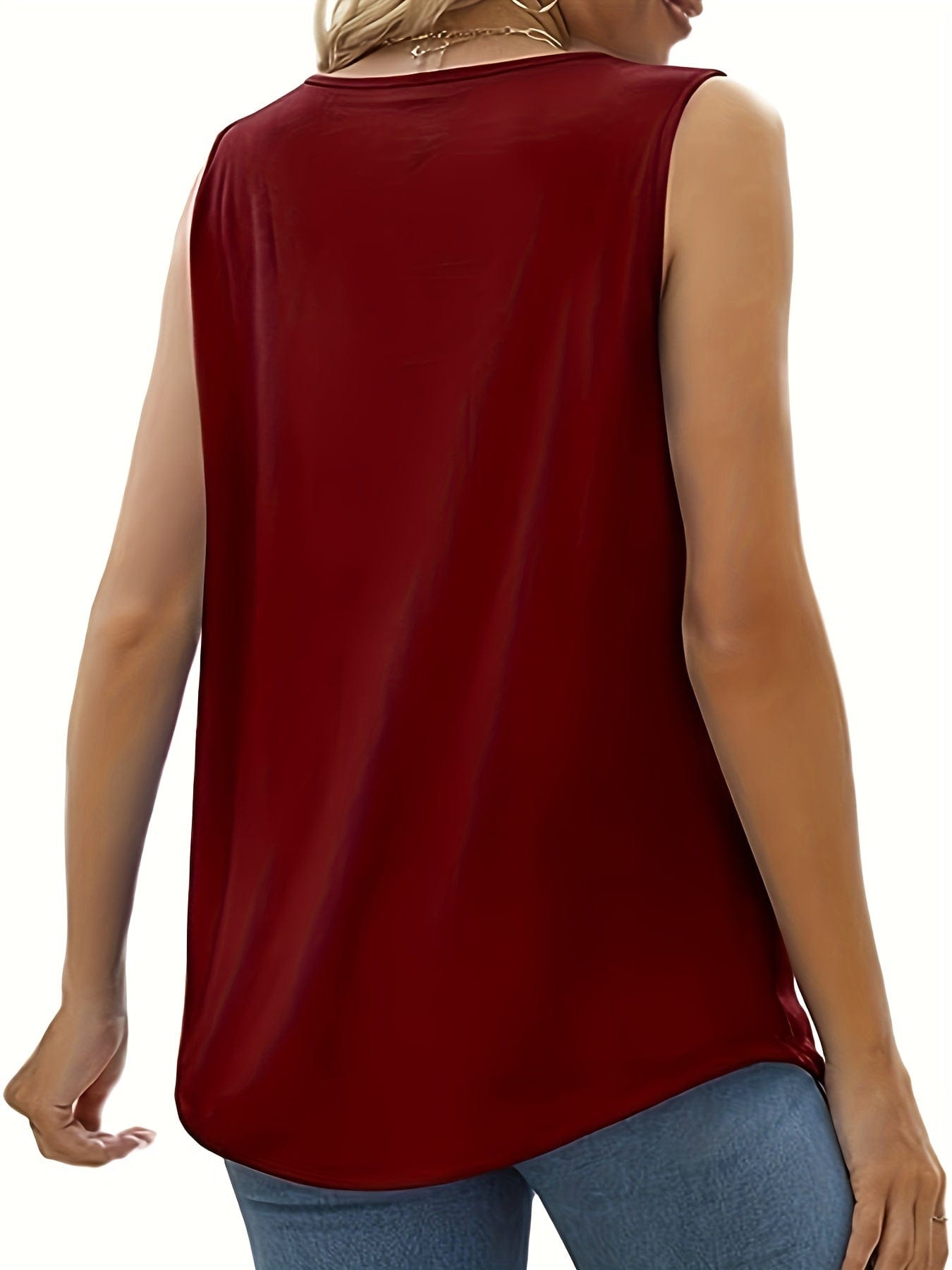Casual Pleated Lace Stitching Sleeveless Tank Top