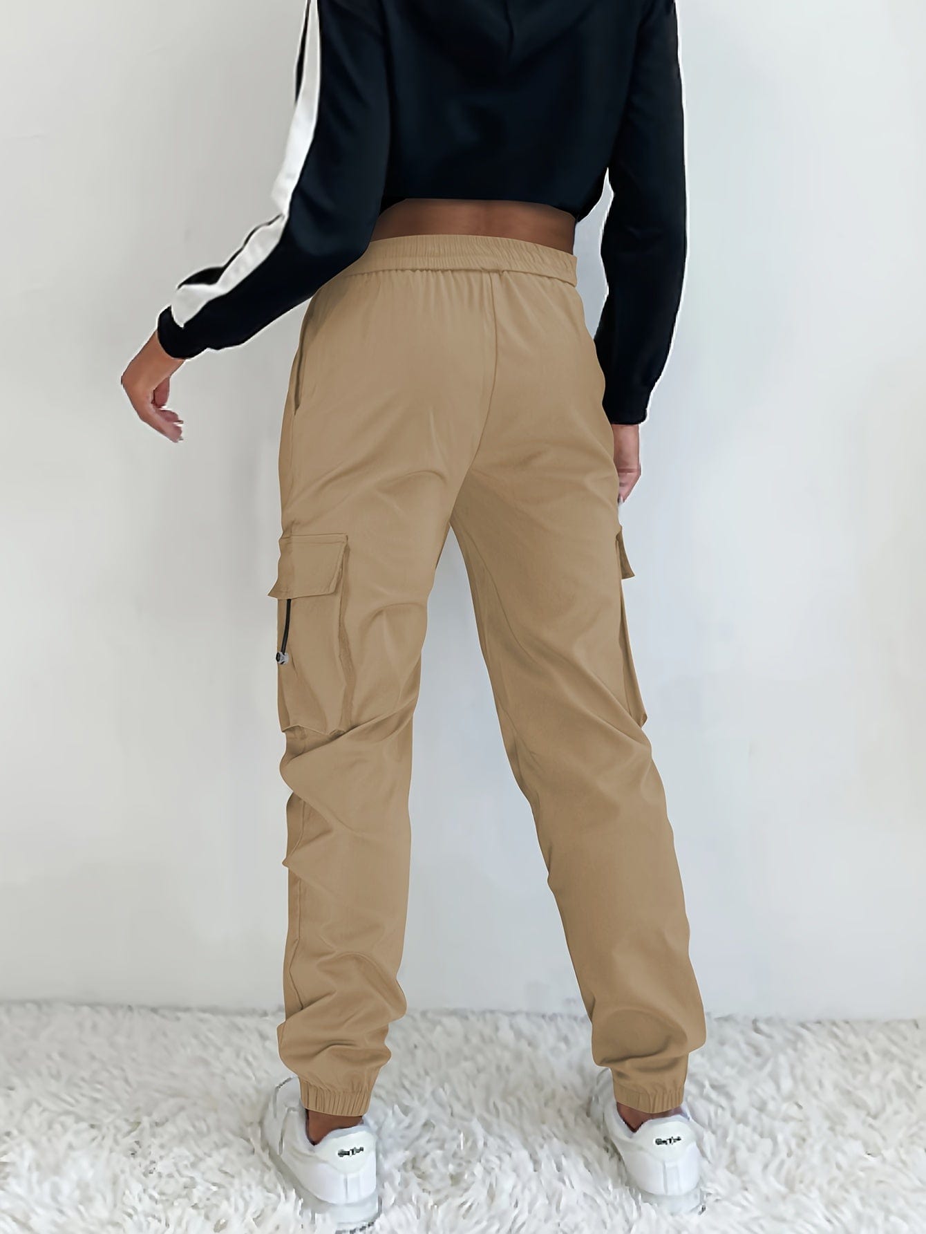 Casual Solid Drawstring Cargo Athleisure Sports Pants