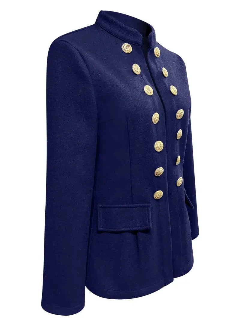 Solid Button-Up Women's Jacket, Stylish Outerwear with Long Sleeves, Casual Open Front Coat