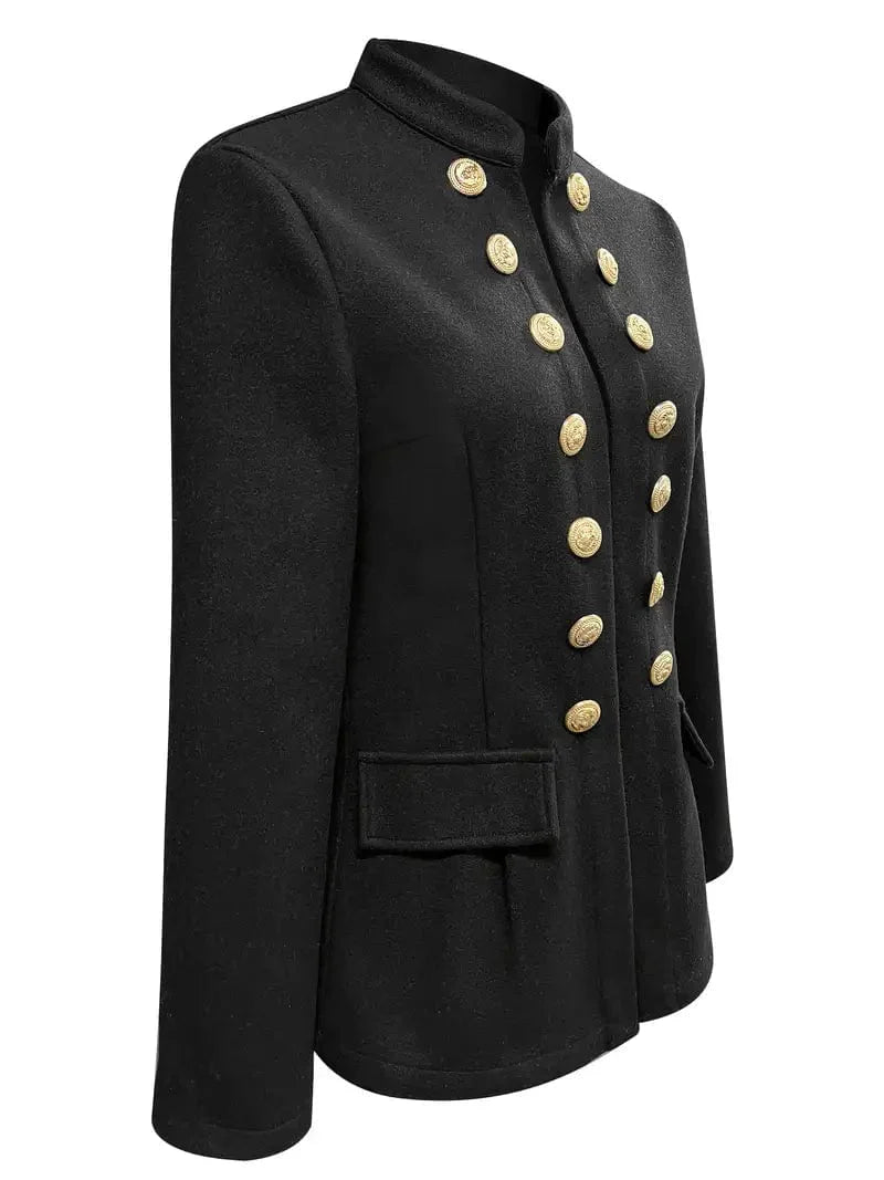Solid Button-Up Women's Jacket, Stylish Outerwear with Long Sleeves, Casual Open Front Coat