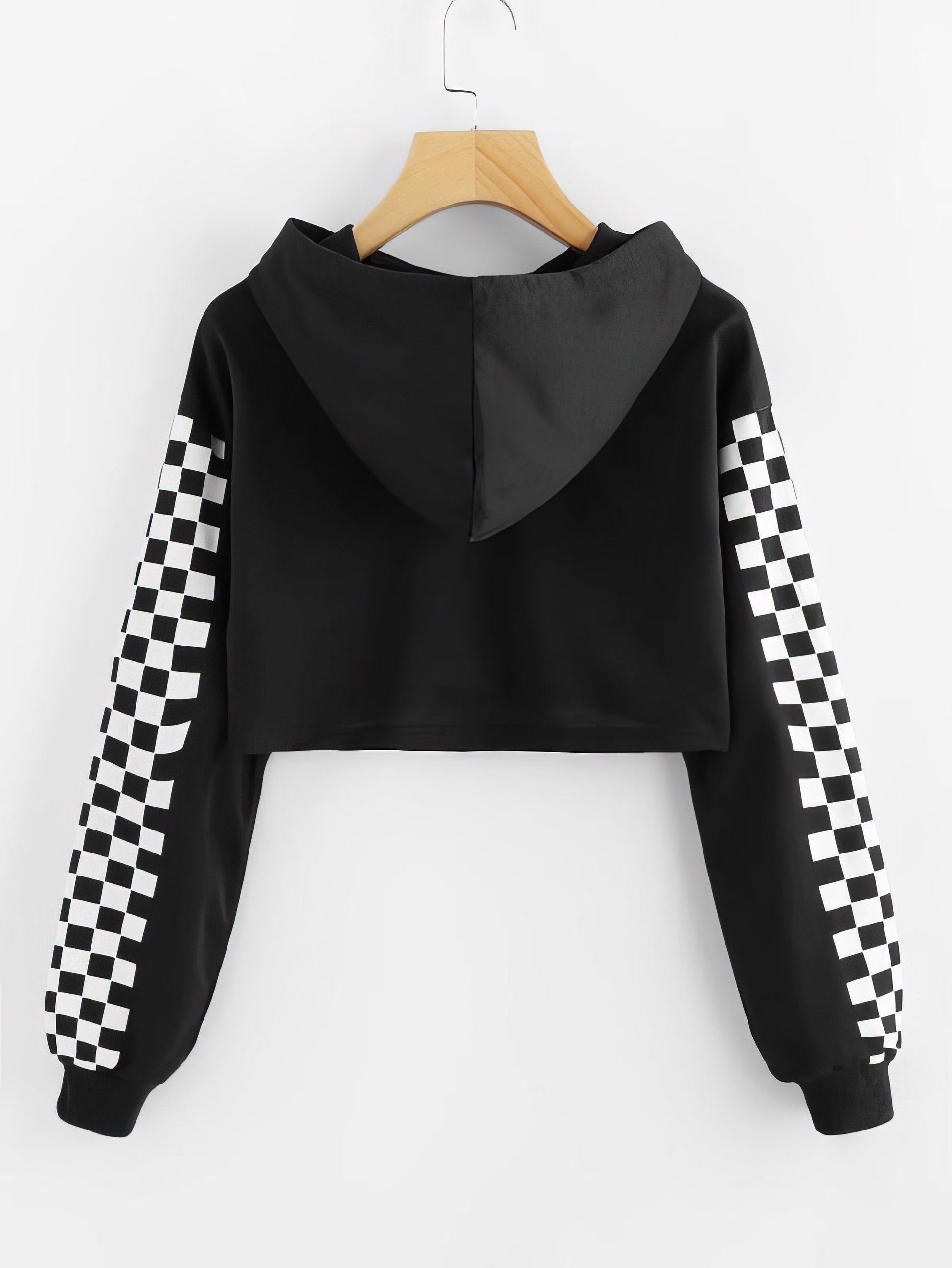 Stylish Checkered Drawstring Hoodie