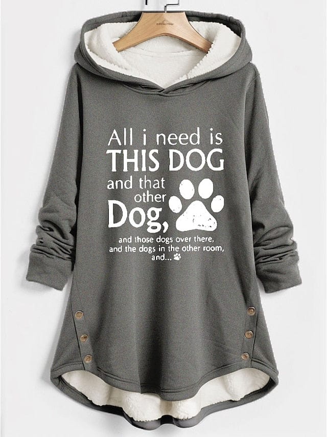 Cozy Sherpa Fleece Lined Letter Print Hoodie for Women