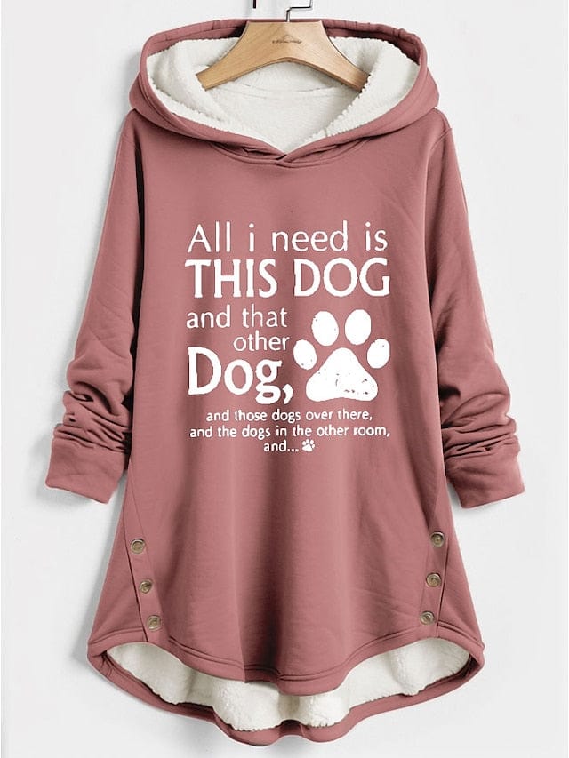Cozy Sherpa Fleece Lined Letter Print Hoodie for Women
