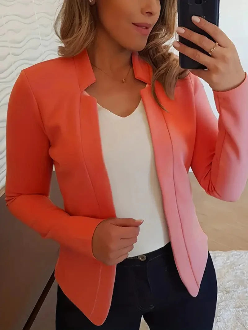 Sophisticated Split Front Blazer with Long Sleeves