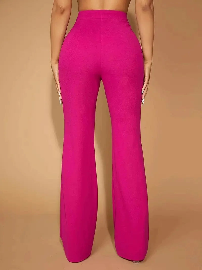 Flared High Waist Trousers, Stylish Bottoms Perfect for Spring & Autumn, Women's Apparel